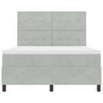 Lit à ressorts vidaXL avec matelas et lumière LED Gris clair 140x200 cm Velours