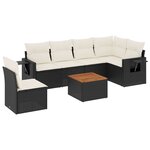 vidaXL Salon de jardin 7 Pièces avec coussins noir résine tressée