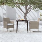 vidaXL Ensemble à manger de jardin avec coussins 3 Pièces Beige et noir