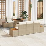 vidaXL Canapé de Jardin 6 Pièces avec Coussins Beige en Rattan Poly