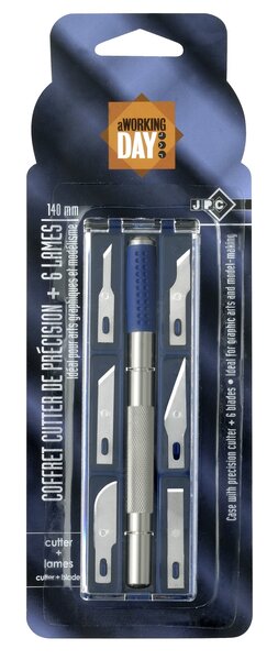 Coffret cutter de précision 14cm et 6 lames assorties JPC