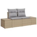 Ensemble de canapé de jardin 9 pièces avec coussins beige poly rotin acacia