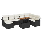 Ensemble de 9 pièces de canapé de jardin vidaXL avec coussins noirs en rattan synthétique