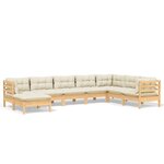 vidaXL Salon de jardin 8 Pièces avec coussins crème Bois de pin massif