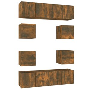 vidaXL Ensemble de meubles TV 8 Pièces Chêne fumé Bois d'ingénierie