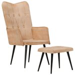 vidaXL Chaise à oreilles avec repose-pied Crème Toile