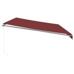 vidaXL Auvent manuel rétractable avec LED bordeaux 600x350 cm