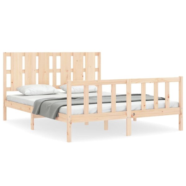 vidaXL Cadre de lit avec tête de lit king size bois massif