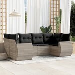 vidaXL Salon de jardin 6 Pièces avec coussins gris clair résine tressée