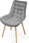 Lot de 6 chaises de salon salle à manger pied en bois et velours gris 01_0000740