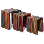 vidaXL Table gigogne 3 Pièces Teck recyclé coloré
