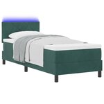 Lit Box Spring vidaXL avec Matelas & LED Vert Foncé 80x200 cm Velours
