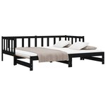 vidaXL Lit de jour avec lit gigogne noir 90x200 cm bois de pin massif