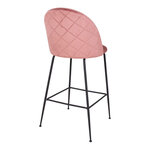 Chaise de bar en velours rose avec pieds noirs