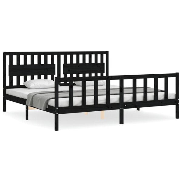 vidaXL Cadre de lit sans matelas noir 200x200 cm bois massif de pin