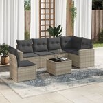 vidaXL Salon de jardin avec coussins 7 Pièces gris clair résine tressée