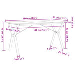 vidaXL Table à manger cadre en Y 160x80x75 cm bois de pin massif acier