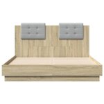 vidaXL Cadre de lit tête de lit et lumières LED chêne sonoma 120x190cm