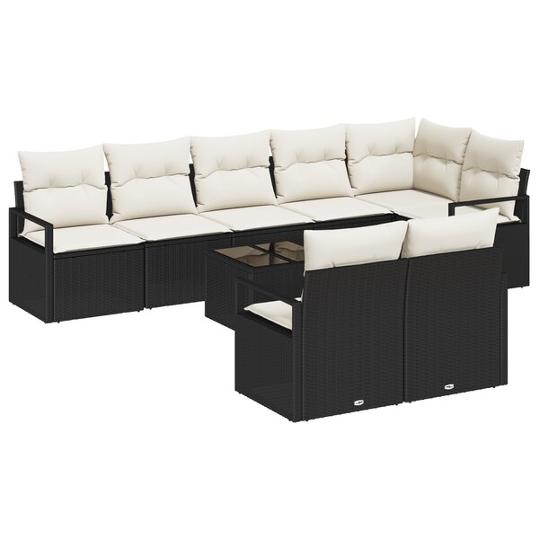Ensemble de Canapés de Jardin 8 pièces avec Coussin Marron Rotin Synthétique