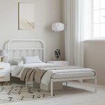 vidaXL Cadre de lit métal sans matelas et tête de lit blanc 100x190 cm