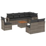 vidaXL Salon de jardin 9 Pièces avec coussins gris résine tressée