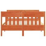 vidaXL Cadre de lit sans matelas cire marron 135x190cm bois pin massif