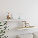 vidaXL Étagères flottantes 2 Pièces chêne et blanc 80x23 5x3 8 cm MDF