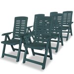 vidaXL Chaises inclinables de jardin 6 Pièces Plastique Vert