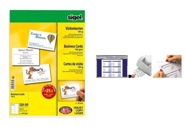 cartes de visite, 85 x 55 mm, 200 g/m2, extra blanc SIGEL