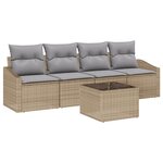 vidaXL Ensemble de Canapé de Jardin 5 pièces avec coussins Beige en Rattan