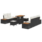 Ensemble de Canapé de Jardin vidaXL 8 Pièces avec Coussins en Rattan Poly Acacia Noir