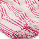 vidaXL Couverture coton à rayures 220x250 cm Rose et Blanc