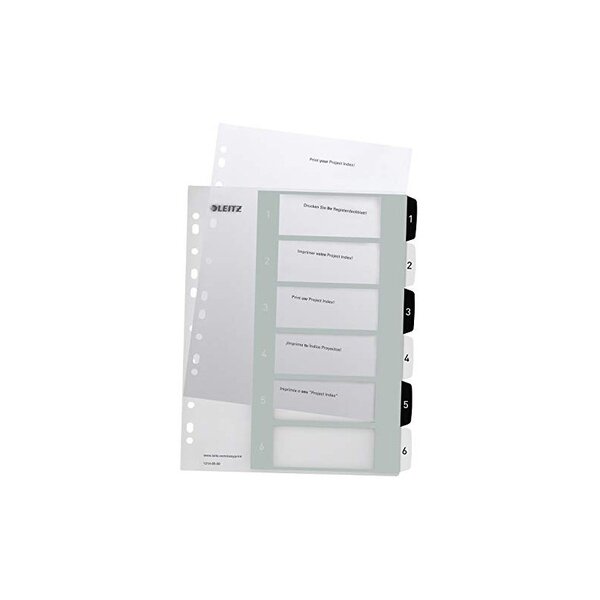 Leitz intercalaires en plastique wow  numéroté  1-6  a4 extra large