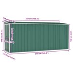 vidaXL Abri de jardin mural Vert 118x382x178 cm Acier galvanisé