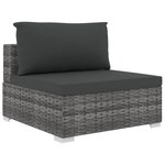 vidaXL Salon de jardin 4 Pièces avec coussins Résine tressée Gris