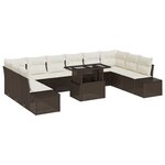 vidaXL Ensemble de canapé de jardin de 11 pièces avec coussins en poly rotin brun