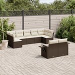vidaXL Salon de jardin avec coussins 9 Pièces marron résine tressée