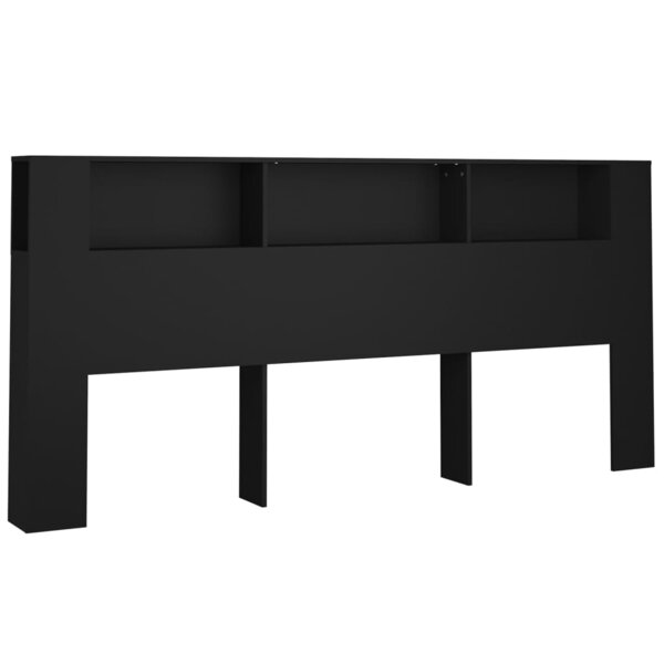 vidaXL Armoire de tête de lit Noir 220x18 5x104 5 cm