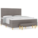 Lit à sommier tapissier vidaXL avec matelas et banc Taupe 180x200 cm en tissu