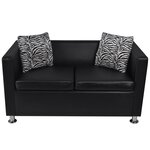 vidaXL Jeu de canapé à 2 places et à 3 places Cuir synthétique Noir