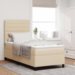 vidaXL Lit à ressorts avec matelas et lumière LED crème 100x200 cm tissu