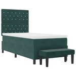 vidaXL Lit à ressort avec matelas et banc vert foncé 90x200 cm en velours