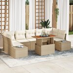 vidaXL Ensemble de salle à manger de jardin 8 pièces avec coussins Beige en poly rotin et acacia