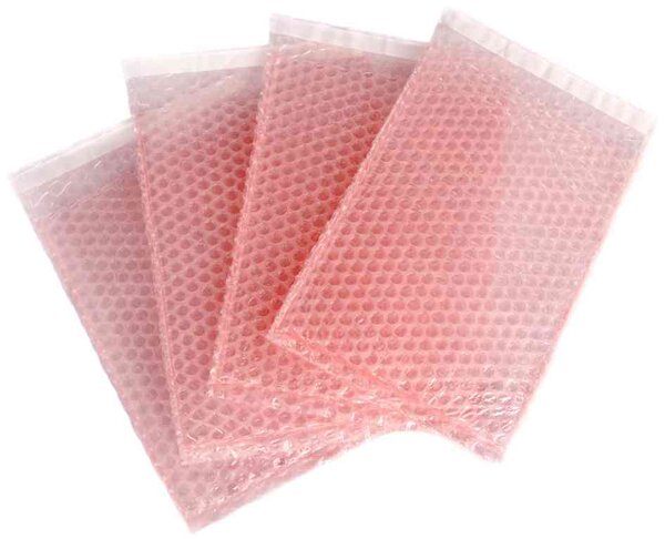 Pack de 200 sachets à bulles d'air 160 x 240 mm 50mm de rabat rose tap