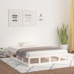 vidaXL Cadre de lit Blanc 135x190 cm Double Bois massif