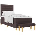 vidaXL Lit à ressorts avec matelas et banc Marron foncé 90x200 cm Tissu