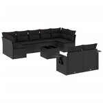 vidaXL Salon de jardin 10 Pièces avec coussins noir résine tressée