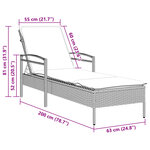 vidaXL Chaise longue avec coussin gris 63x200x81 cm résine tressée
