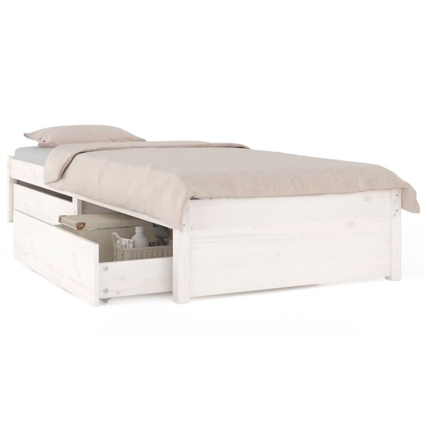 vidaXL Cadre de lit sans matelas avec tiroirs blanc 90x200 cm