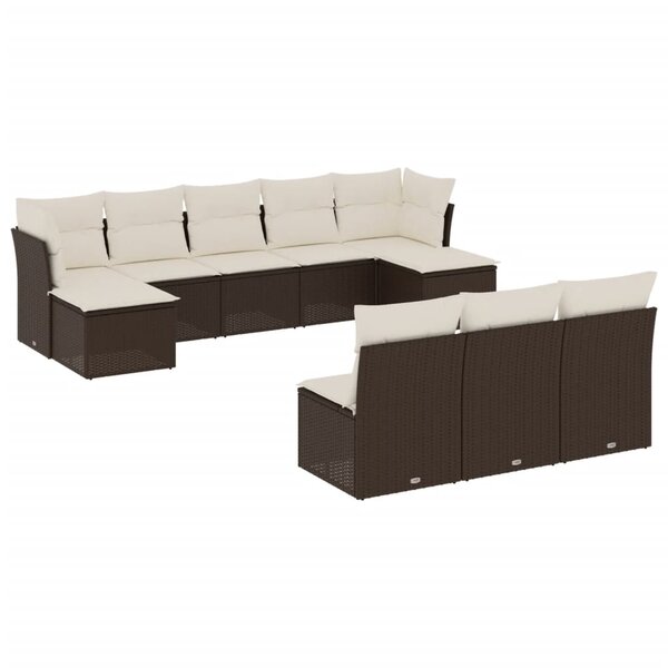 vidaXL Salon de jardin 10 Pièces avec coussins marron résine tressée